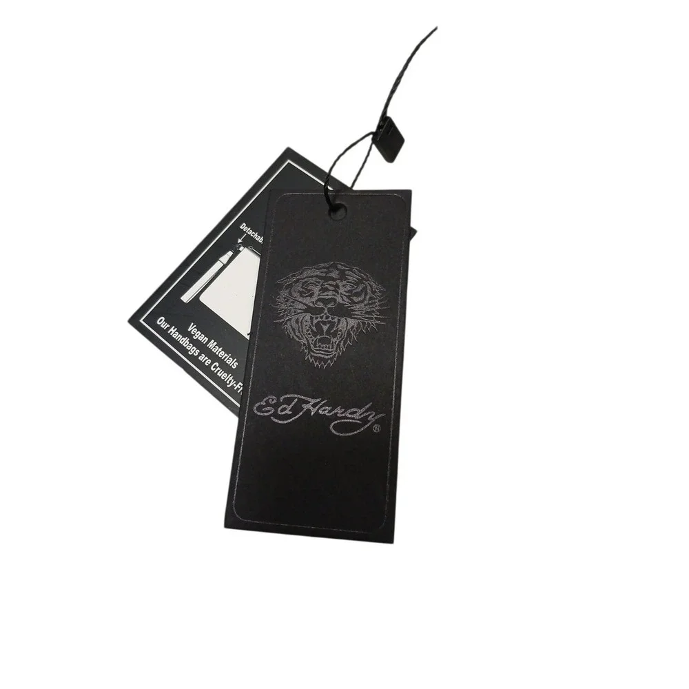 NEW! Ed Hardy Wristlet Zip Clutch Black Moto Purse Skull Roses Punk Skater‎ Love